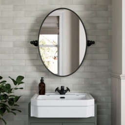 Aveli 500 X 700mm Black Wall Mounted Bathroom Mirror Framed Oval Traditional Adjustable - thumbnail 2