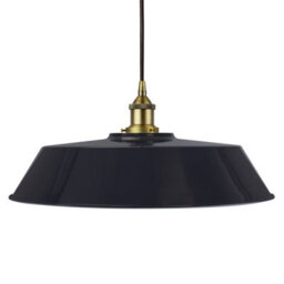 Navy Blue Large Chancery Painted Dome Pendant Light With Matt Antique Brass Lamp Holder And Black Round Cable - Se Home - thumbnail 1