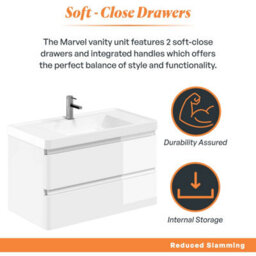 Plum&clay Marvel Gloss White Wall Hung Bathroom Vanity Unit With Resin Basin (W)900mm - thumbnail 4
