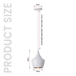 Ledsone Industrial Pendant Light, Retro Ceiling Lighting White Metal Lamp Shade With E27 Base,pendant Ceiling Light - thumbnail 2