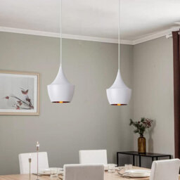 Ledsone Industrial Pendant Light, Retro Ceiling Lighting White Metal Lamp Shade With E27 Base,pendant Ceiling Light - thumbnail 3