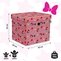 Disney Classic Minnie Mouse Foldable Ottoman Storage Box, Square Toy Chest Box With Lid For Kids, Foot Stool - Pink - thumbnail 3