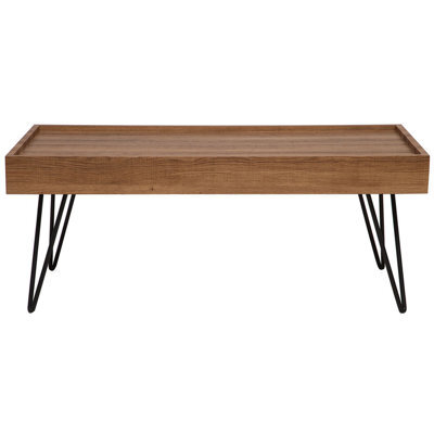 Beliani Coffee Table, Brown Wood-Effect Mdf Top With Iron Hairpin Legs, 100 X 60 X 43 Cm - image 1
