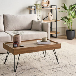 Beliani Coffee Table, Brown Wood-Effect Mdf Top With Iron Hairpin Legs, 100 X 60 X 43 Cm - thumbnail 2