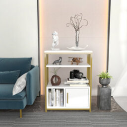 Decorotika Letos Bookcase Shelving Unit White & Gold - thumbnail 1