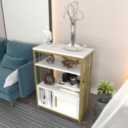 Decorotika Letos Bookcase Shelving Unit White & Gold - thumbnail 5