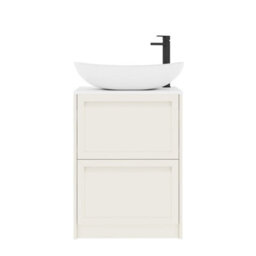 Royal Bathrooms Royal Bathroom Elmore 600mm Classic White Freestanding Bathroom Vanity Unit 2 Drawer Plain White Worktop With Cesar Basin - thumbnail 7