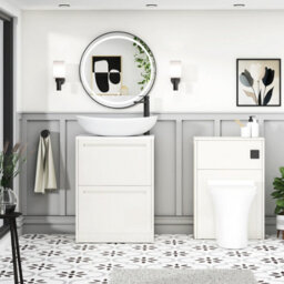 Royal Bathrooms Royal Bathroom Elmore 600mm Classic White Freestanding Bathroom Vanity Unit 2 Drawer Plain White Worktop With Cesar Basin - thumbnail 5