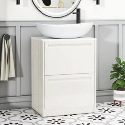 Royal Bathrooms Royal Bathroom Elmore 600mm Classic White Freestanding Bathroom Vanity Unit 2 Drawer Plain White Worktop With Cesar Basin - thumbnail 1