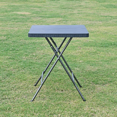 Urbn-Garden Urbngarden 73Cm Height Black Rattan Wood Look Square Folding Table - image 1