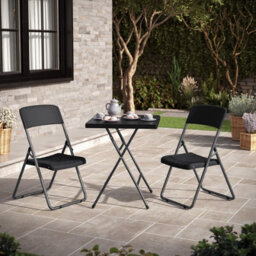 Urbn-Garden Urbngarden 73Cm Height Black Rattan Wood Look Square Folding Table - thumbnail 4