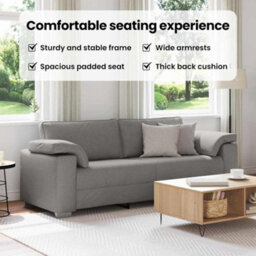 Vidaxl Sofa With Cushion Taupe 219 X 77 X 82 Cm Fabric - thumbnail 8