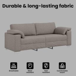 Vidaxl Sofa With Cushion Taupe 219 X 77 X 82 Cm Fabric - thumbnail 7