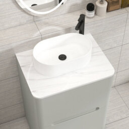 Royal Bathrooms Venice 600mm Dove Grey Freestanding Bathroom Countertop Vanity Unit 2 Drawer With Peak Basin - thumbnail 6