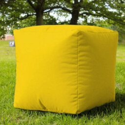 rucomfy Beanbags Rucomfy Indoor Or Outdoor Water Resistant Yellow Cube Beanbag Footstool - thumbnail 2