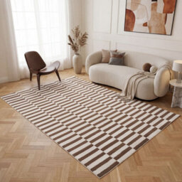 The Rugs Loft Taupe And Ivory Striped Living Room Area Rug And Runners Soft Pile - thumbnail 3