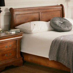 French Style Toulon Wooden Sleigh Bed - Mahogany Finish - King Size 5Ft Bed Frame Only - thumbnail 2