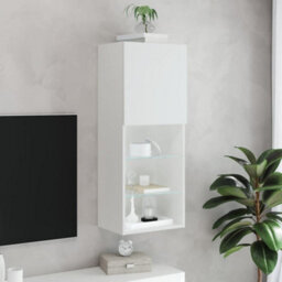Berkfield Tv Cabinet With Led Lights White 40.5X30X102 Cm - thumbnail 4