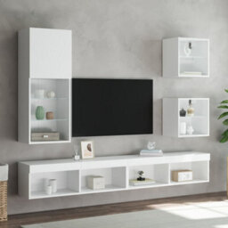 Berkfield Tv Cabinet With Led Lights White 40.5X30X102 Cm - thumbnail 3