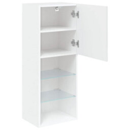 Berkfield Tv Cabinet With Led Lights White 40.5X30X102 Cm - thumbnail 8