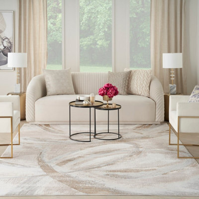 Brushstrokes Beige Abstract Modern Easy To Clean Rug For Living Room Bedroom And Dining Room-160Cm X 221Cm - image 1