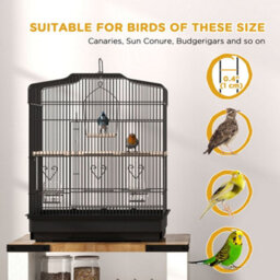 Pawhut 59Cm Large Bird Cage With Perches, Food Bowls, Swing, Black - thumbnail 7