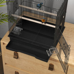 Pawhut 59Cm Large Bird Cage With Perches, Food Bowls, Swing, Black - thumbnail 8