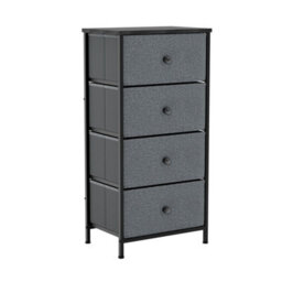 4-Drawer Fabric Storage Chest Of Drawers, Furniture Grey Black - thumbnail 1
