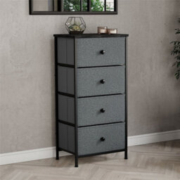 4-Drawer Fabric Storage Chest Of Drawers, Furniture Grey Black - thumbnail 5