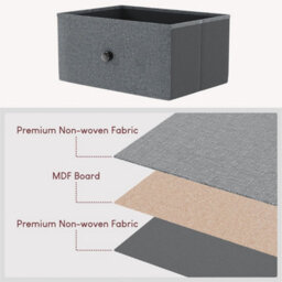 4-Drawer Fabric Storage Chest Of Drawers, Furniture Grey Black - thumbnail 4