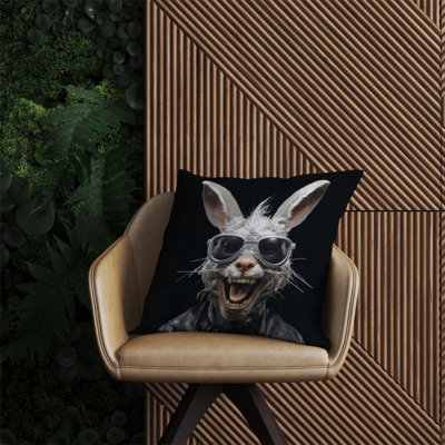 Warren Reed Designer Funky Rabbit Face Outdoor Cushion 60Cm X 60Cm
