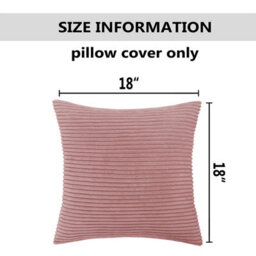 Ameha Pink Stripe Velvet Cushion Set, 18X18 Inch, Includes 4 Filled Cushions & 4 Covers, Breathable & Hypoallergenic - thumbnail 9