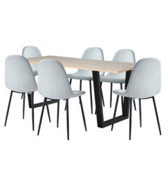 Hallowood Furniture Dudley 1.8M Dining Table Set With 6 Silver Grey Fabric Chairs - thumbnail 8