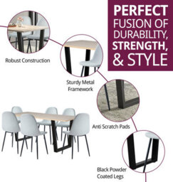 Hallowood Furniture Dudley 1.8M Dining Table Set With 6 Silver Grey Fabric Chairs - thumbnail 2