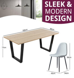 Hallowood Furniture Dudley 1.8M Dining Table Set With 6 Silver Grey Fabric Chairs - thumbnail 3
