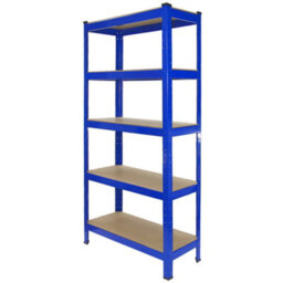 MonsterShop 75Cm Wide Racking Garage Storage Shelving Heavy Duty 5 Tier Shelf Unit 75Cm X 30Cm X 150Cm Blue/black (1, Blue)