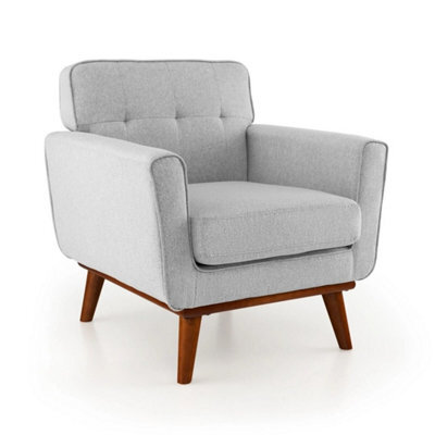 Modern Accent Chair Upholstered Linen Fabric Armchair W/ Cushion - image 1