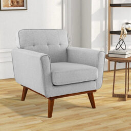 Modern Accent Chair Upholstered Linen Fabric Armchair W/ Cushion - thumbnail 5