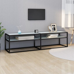 Berkfield Tv Cabinet White Marble 160X40X40.5 Cm Tempered Glass