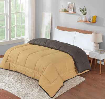 SleepyNights 7.5 Box Stitching Reversible Coverless Polycotton Duvet Sand And Charcoal Single - image 1