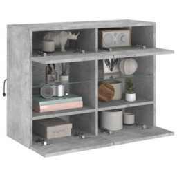 Berkfield Durable Tv Wall Cabinet With Led Lights Concrete Grey 78.5X30X60.5 Cm - thumbnail 6