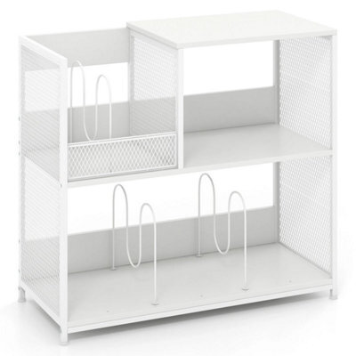 3-Tier Record Player Stand Vinyl Storage Cabinet With 3 Dividers White - image 1