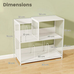 3-Tier Record Player Stand Vinyl Storage Cabinet With 3 Dividers White - thumbnail 2