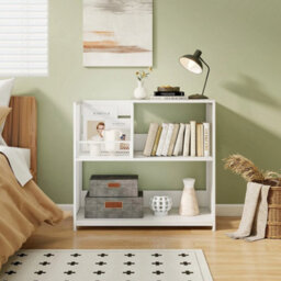 3-Tier Record Player Stand Vinyl Storage Cabinet With 3 Dividers White - thumbnail 5