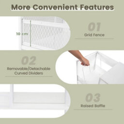 3-Tier Record Player Stand Vinyl Storage Cabinet With 3 Dividers White - thumbnail 3