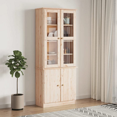 Vidaxl Glass Display Cabinet Alta 77X35X186.5 Cm Solid Wood Pine - image 1