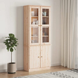 Vidaxl Glass Display Cabinet Alta 77X35X186.5 Cm Solid Wood Pine - thumbnail 1