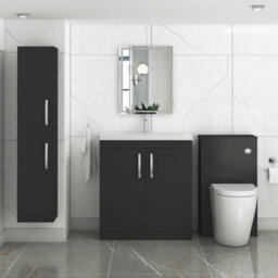 Royal Bathrooms Turin 800mm Matt Black Floor Standing Vanity Unit 2 Door With Mid-Edge Basin - thumbnail 4
