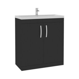 Royal Bathrooms Turin 800mm Matt Black Floor Standing Vanity Unit 2 Door With Mid-Edge Basin - thumbnail 6