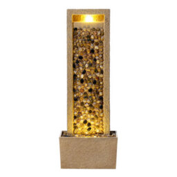 Teamson Home Garden Outdoor Water Feature, Tall Waterfall Water Fountain, With Warm Led Lights, Layered Rock Design, River Rock - thumbnail 3